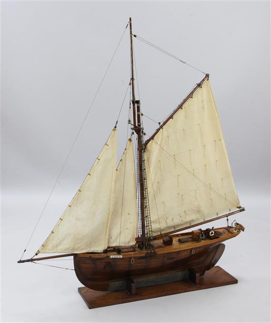 A 1930s apprentice scratch built shipbuilders model of the cutter, Edith, H.53in.